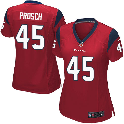 Women's Game Jay Prosch Nike Jersey Red Alternate - #45 NFL Houston Texans
